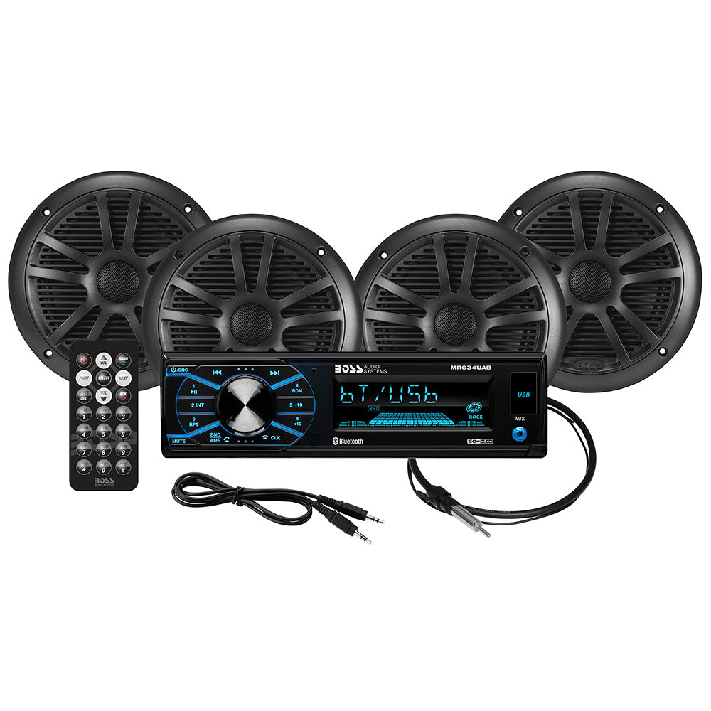 Boss Audio MCBK634B64 Kit wMR634UAB 4 MR6B Speakers MRANT10 Antenna MCBK634B64