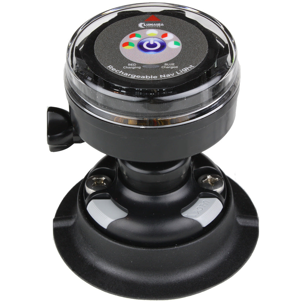 Lunasea Rechargeable TriColor Portable Navigation Light wRailBlaza Quikport Mount Black LLB72BKUB01