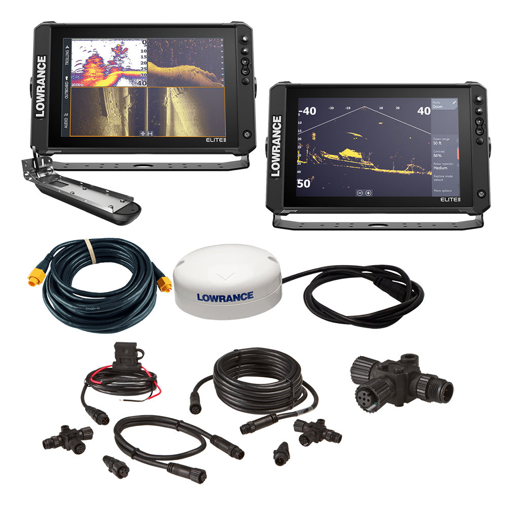 Lowrance Elite FS 12 BOAT in A BOX with Active Imaging 3in1 2 Displays TD GPS Antenna Starter Kit 25 Ethernet Cable