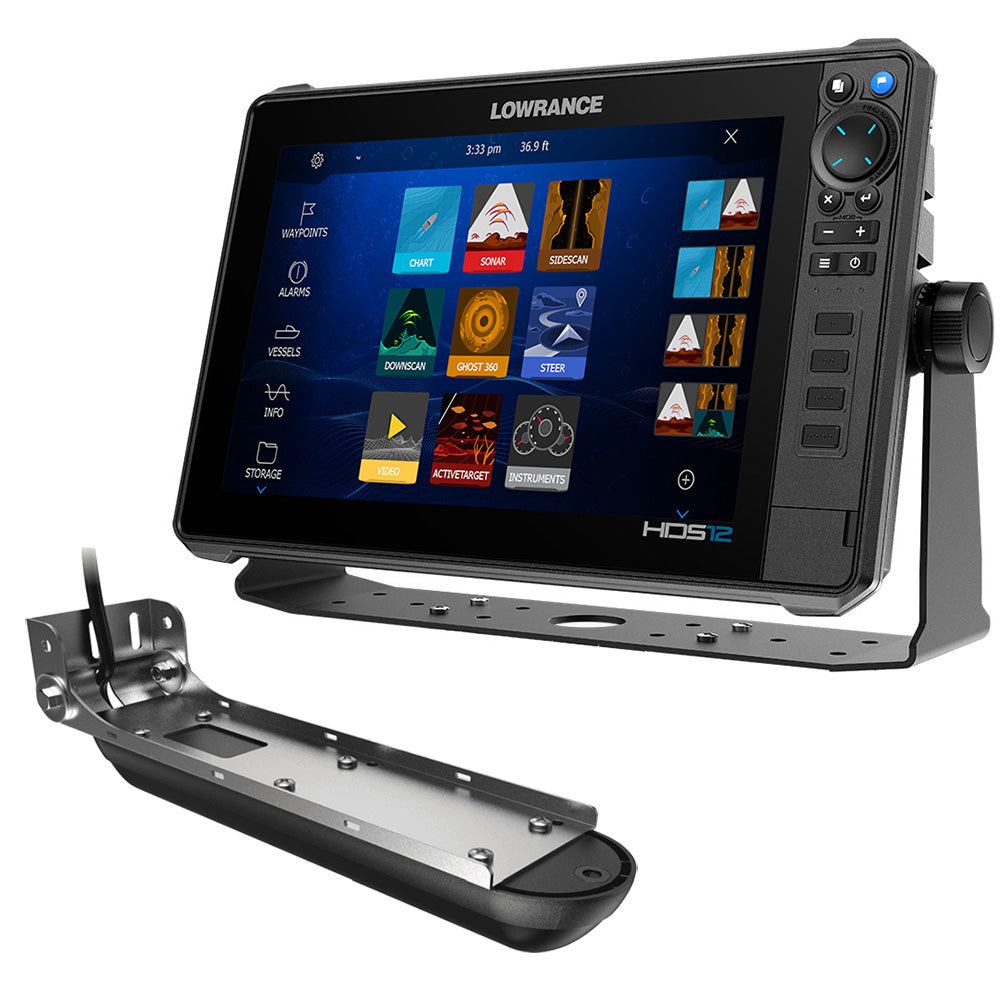 Lowrance HDS PRO 12 wPreloaded CMAP DISCOVER OnBoard Active Imaging 3in1 Transom Mount Transducer 00016521001