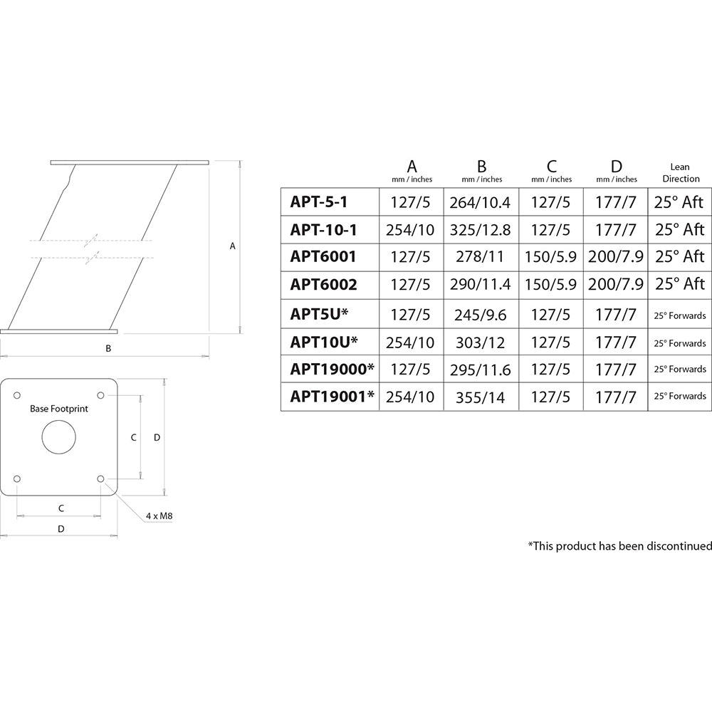 Scanstrut APT6002 Aluminum PowerTower Open Array Radar Mount 6 Aft Leaning APT6002