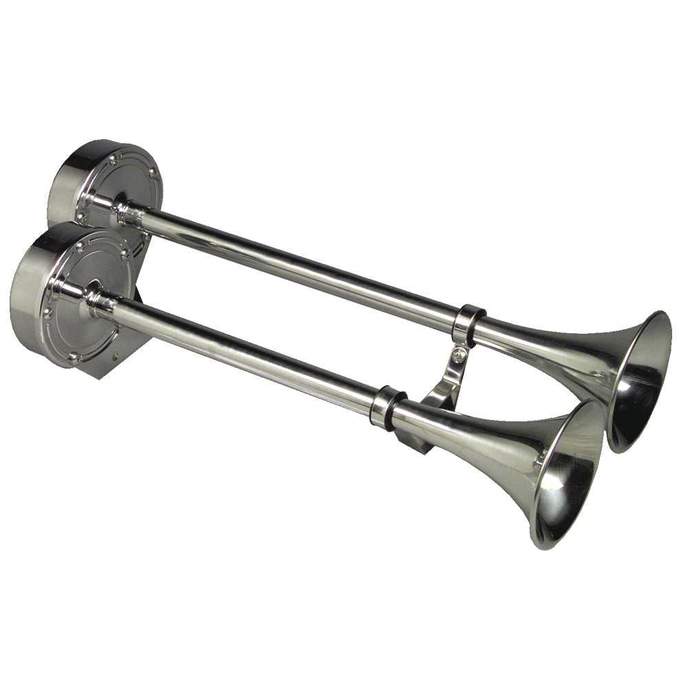 Schmitt Marine Deluxe AllStainless Dual Trumpet Horn 12V 10028