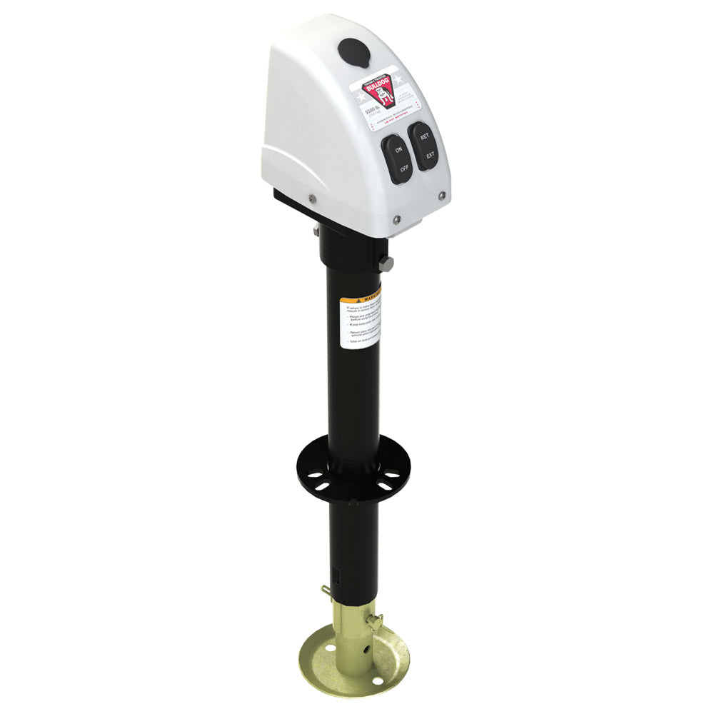 Bulldog 3500lbs AFrame RV Jack wPowered Drive 12V White Cover 500188