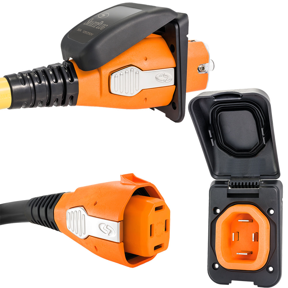 SmartPlug 50 AMP Inlet Female Cord Connector Combo Black B50ASSYPB
