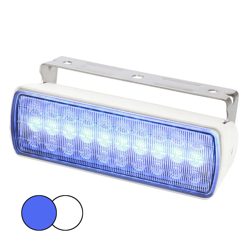 Hella Marine Sea Hawk XL Dual Color LED FloodLights BlueWhite LED White Housing 980950071