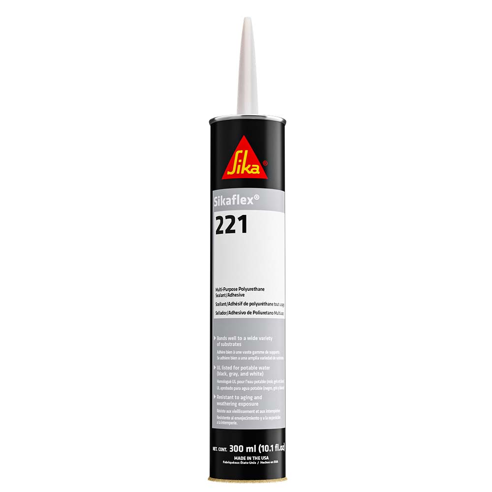 Sika Sikaflex 221 MultiPurpose Polyurethane SealantAdhesive 103oz300ml Cartridge Black 90893