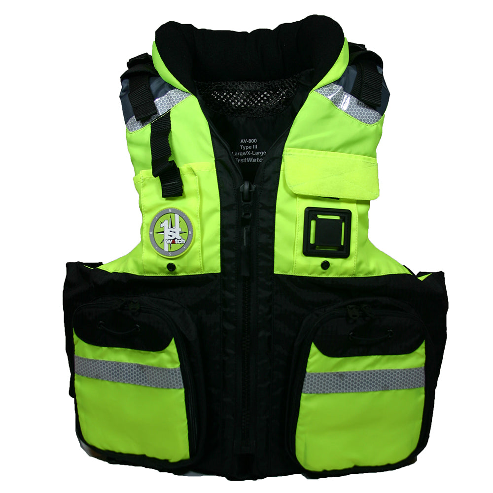 First Watch AV800 Four Pocket Flotation Vest HiVis Yellow Large to XL AV800HVLXL