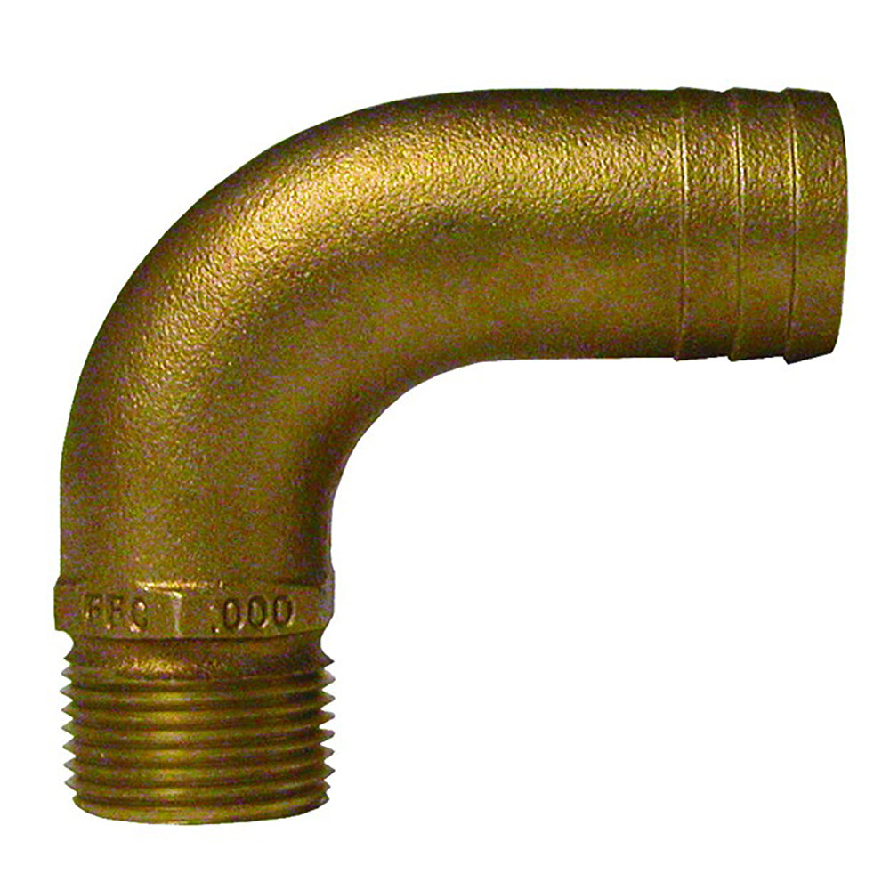 GROCO 34 NPT x 1 ID Bronze Full Flow 90 Elbow Pipe to Hose Fitting FFC750