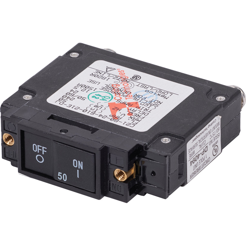 Blue Sea 7459 UL489 Circuit Breaker 50A Flat Rocker 7459