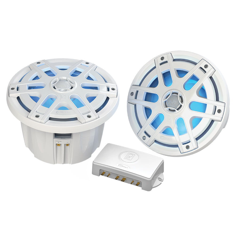 PolyPlanar MAOC8 8 500 Watt Waterproof Blue LED Speaker White MAOC8