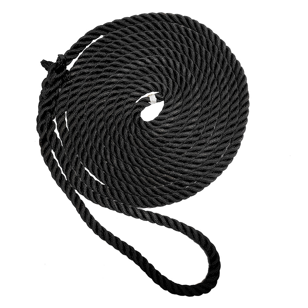 New England Ropes 34 Premium 3Strand Dock Line Black 35 C60542400035