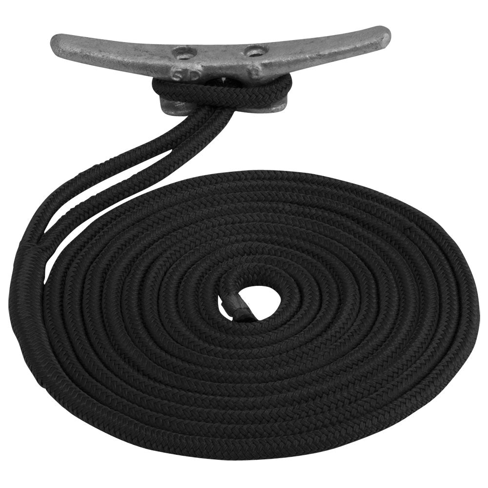 SeaDog Double Braided Nylon Dock Line 12 x 50 Black 302112050BK1