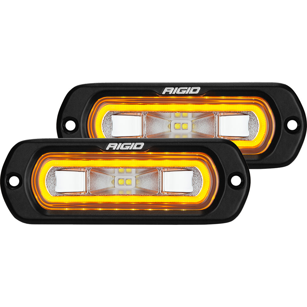 RIGID Industries SRL Series Flush Mount Spreader Light Black Housing Amber Halo 53223
