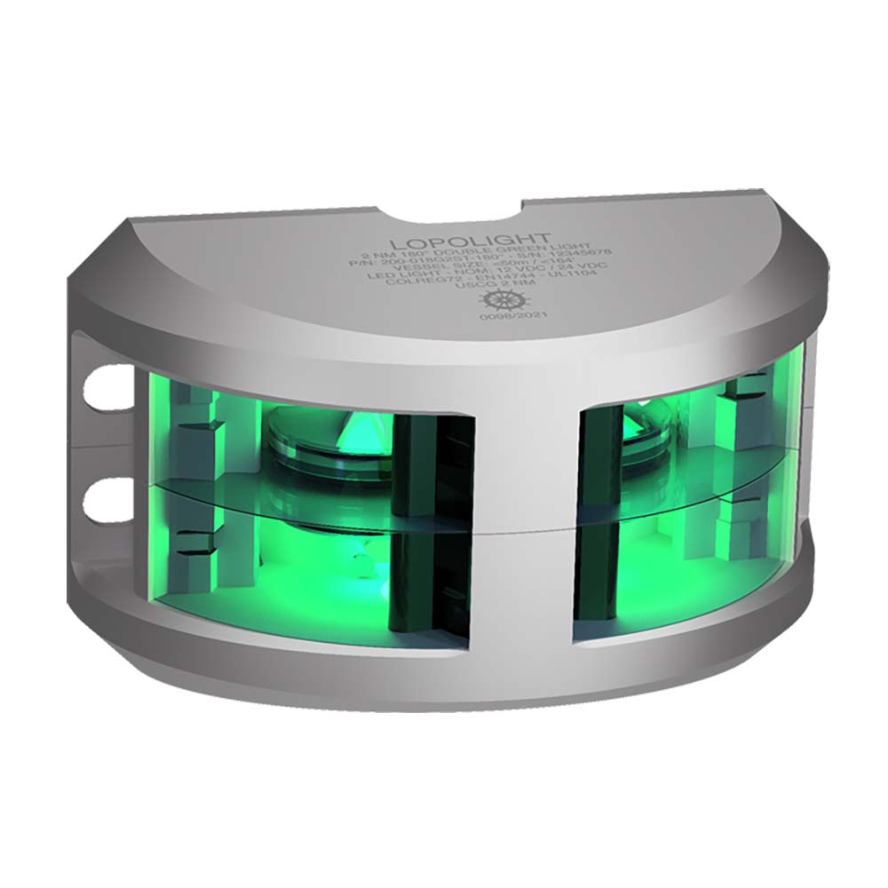 Lopolight Series 200018 Double Stacked Navigation Light 2NM Vertical Mount Green Silver Housing 200018G2ST