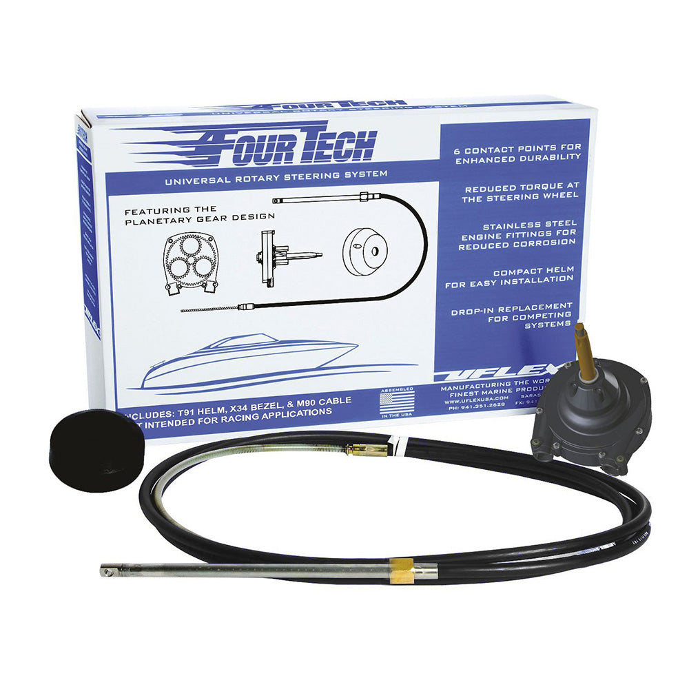 Uflex Fourtech 20 Black Mach Rotary Steering System wHelm Bezel Cable FOURTECHBLK20