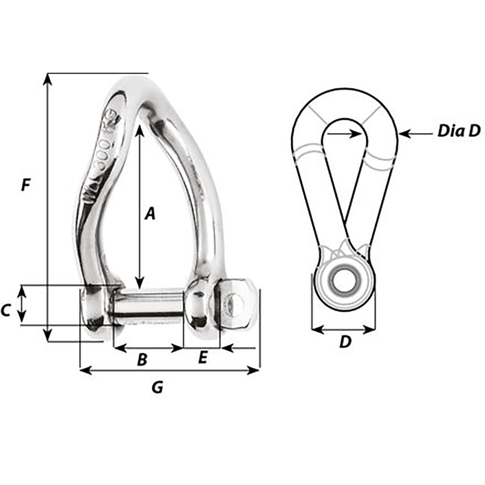 Wichard SelfLocking Twisted Shackle 10mm Diameter 1332 01225