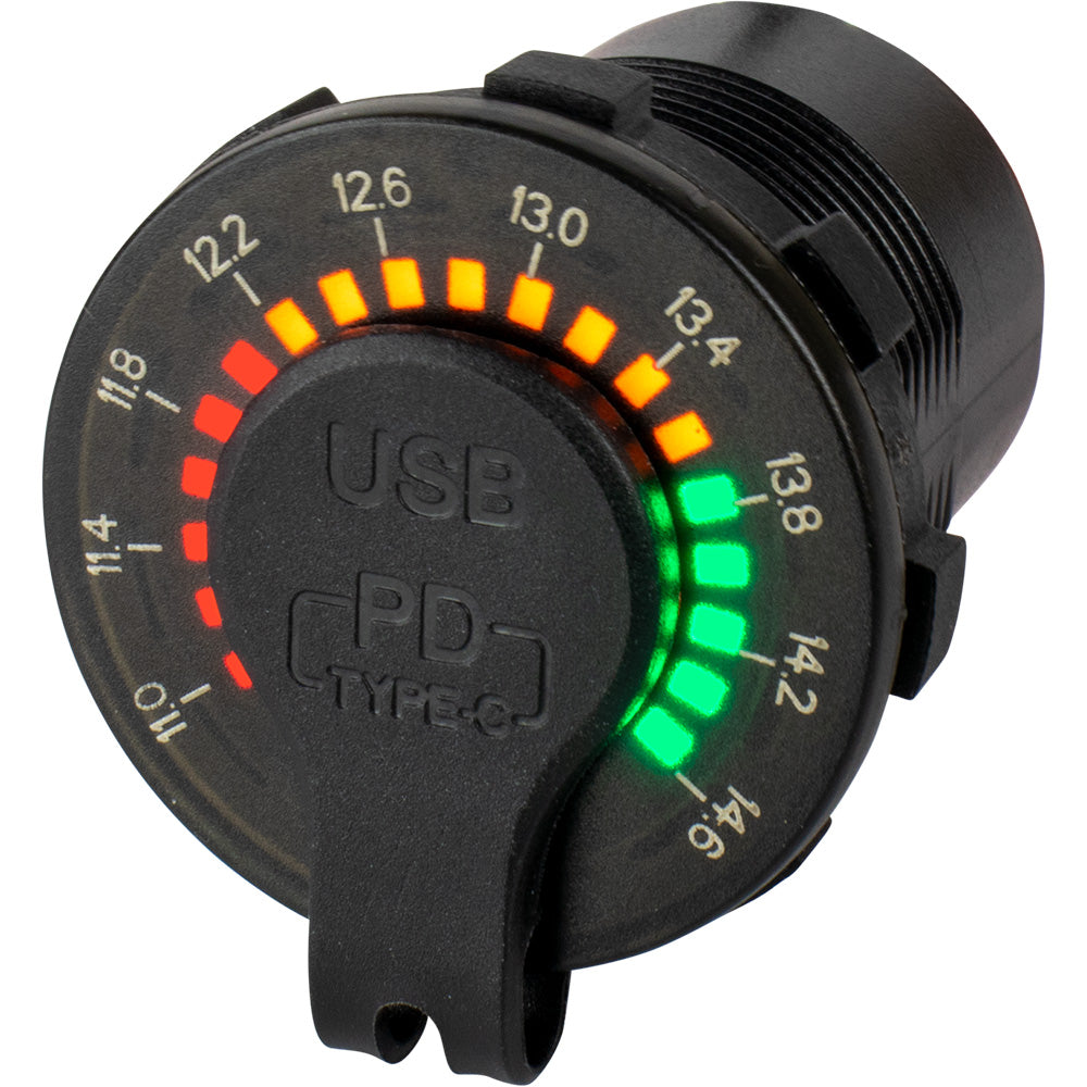 SeaDog Round Rainbow Voltmeter wUSB USBC Power Socket 4265191