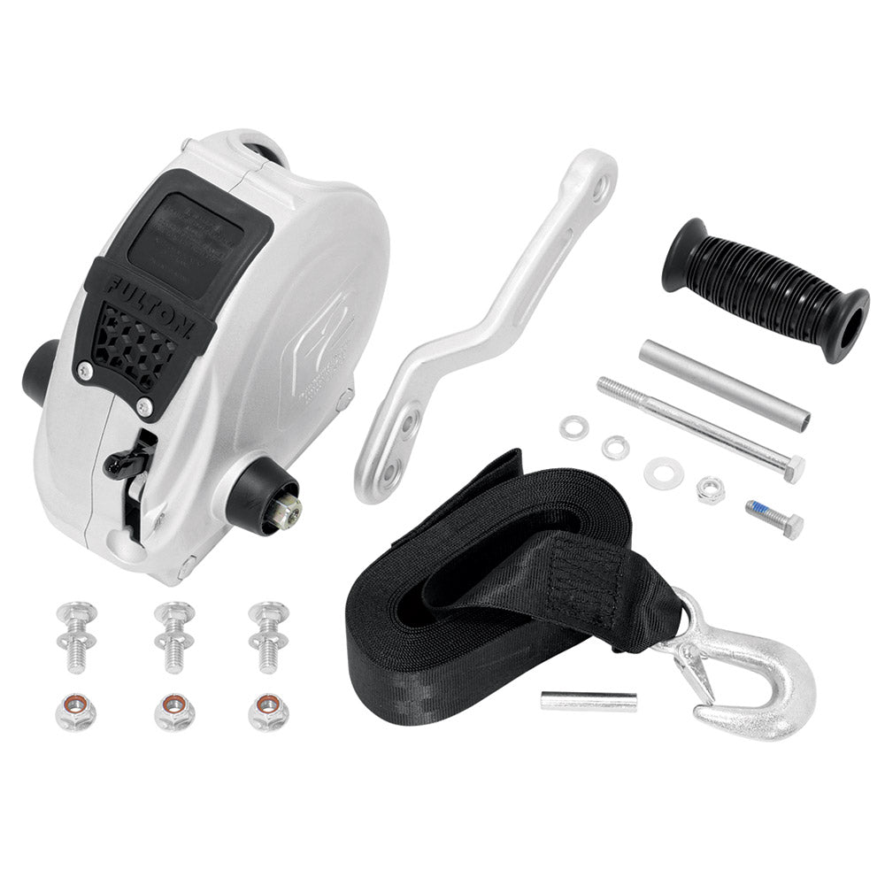Fulton F2 Trailer Winch 1600 lbs  Single Speed wStrap Sharkskin Finish FW16000101