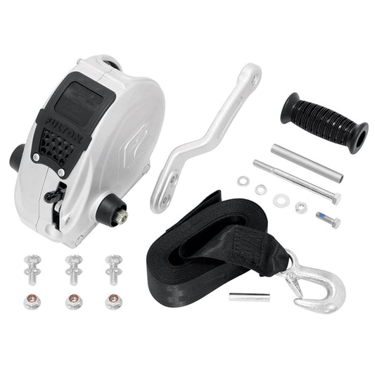 Fulton F2 Trailer Winch 1600 lbs  Single Speed wStrap Sharkskin Finish FW16000101
