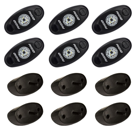 RIGID Industries ASeries Rock Light Kit  6 Red Lights  Black 400263