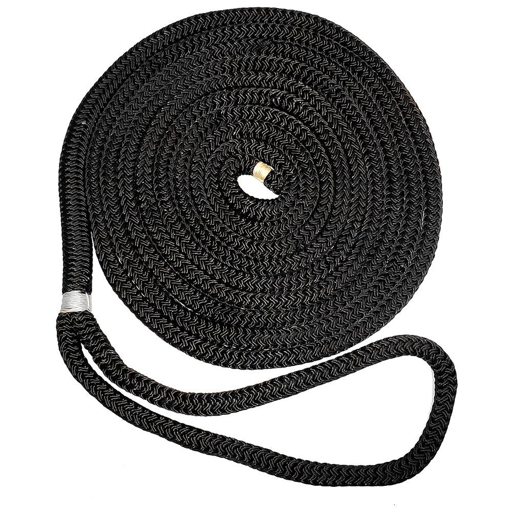 New England Ropes 12 Double Braid Dock Line  Black  35 C50541600035