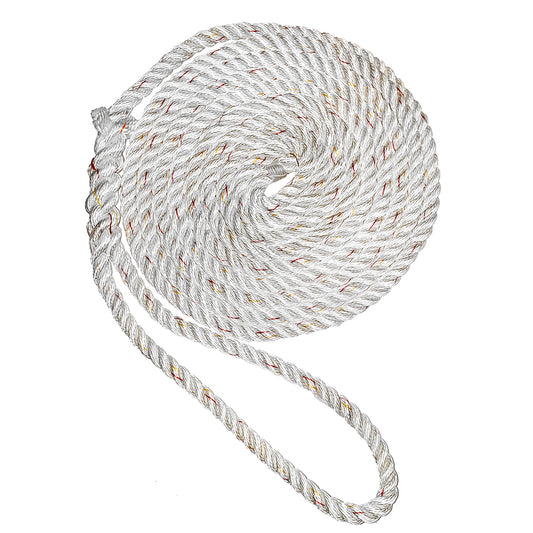 New England Ropes 12 Premium 3Strand Dock Line  White wTracer  25 C60501600025