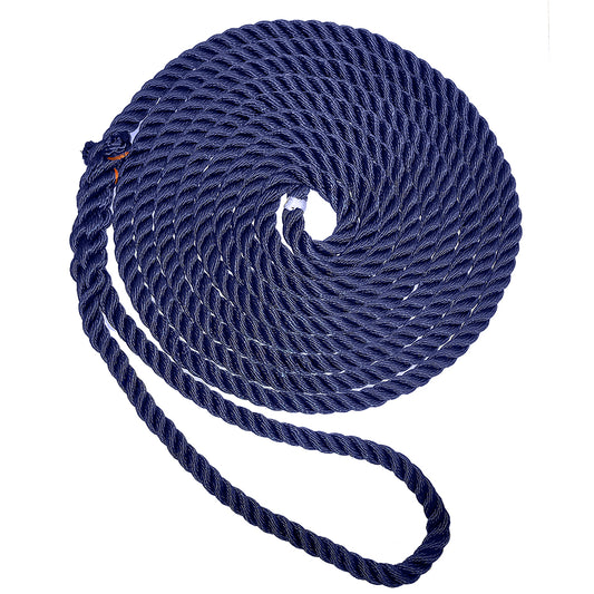 New England Ropes 58 Premium 3Strand Dock Line  Navy Blue  25 C60532000025